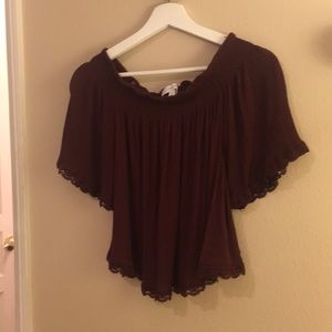 off the shoulder never worn maroon top